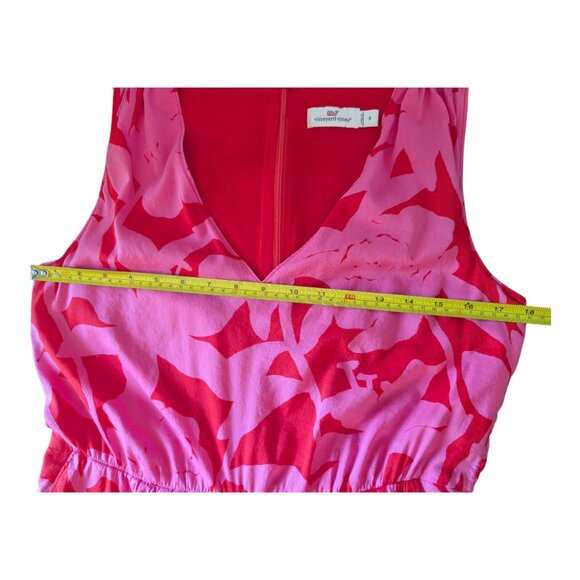 VINEYARD VINES | Tropical Floral Sleeveless Jumpsuit | Cuckoo Red Pink | Size 8 - Picture 11 of 14